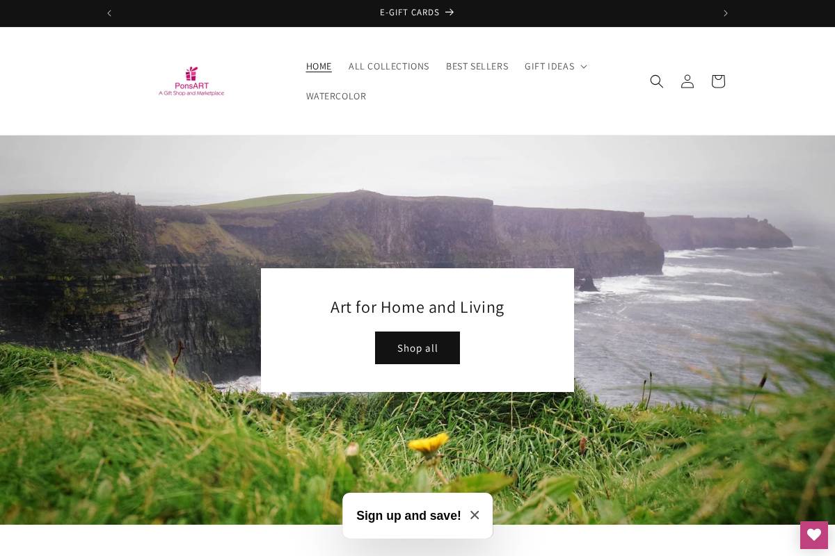 pamelaponsart.com homepage screenshot