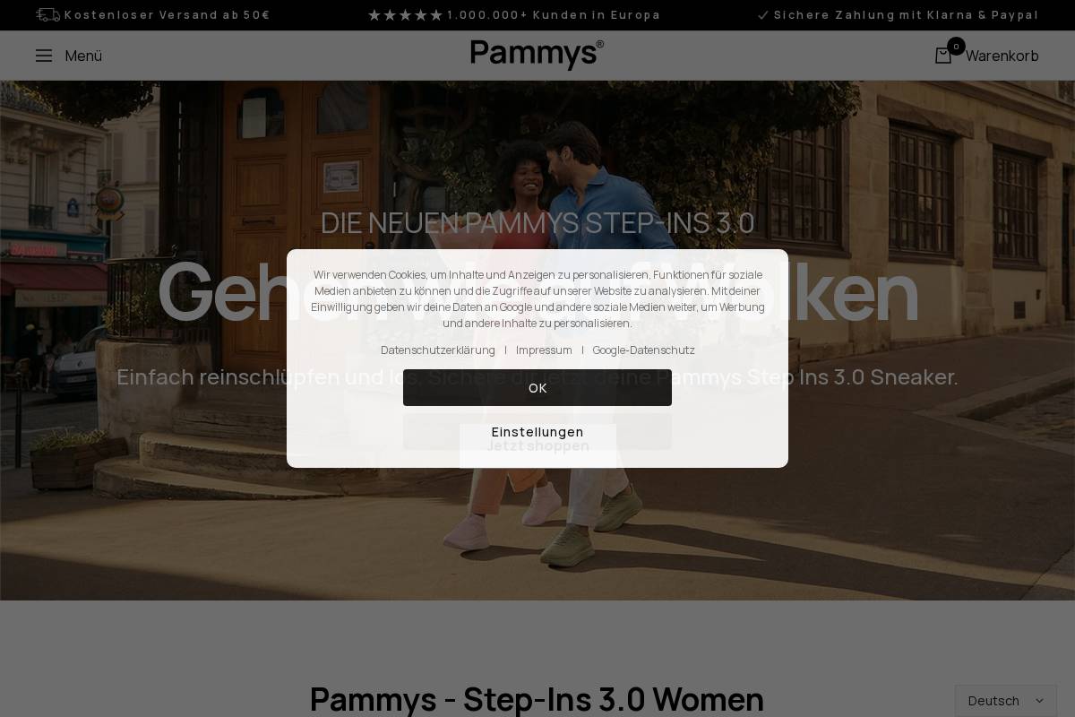 Pammys homepage screenshot