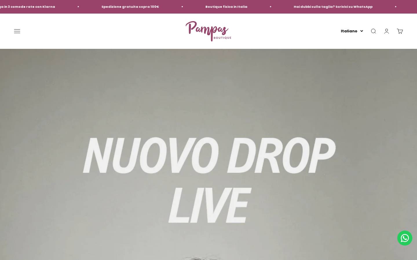 pampasboutique.it homepage screenshot