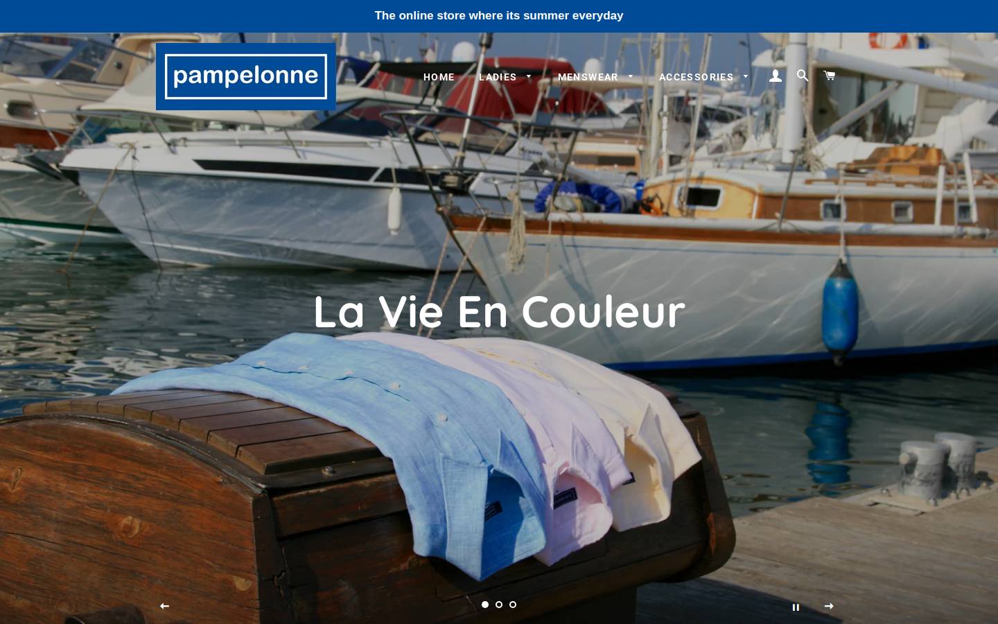 pampelonneshop.co.uk homepage screenshot