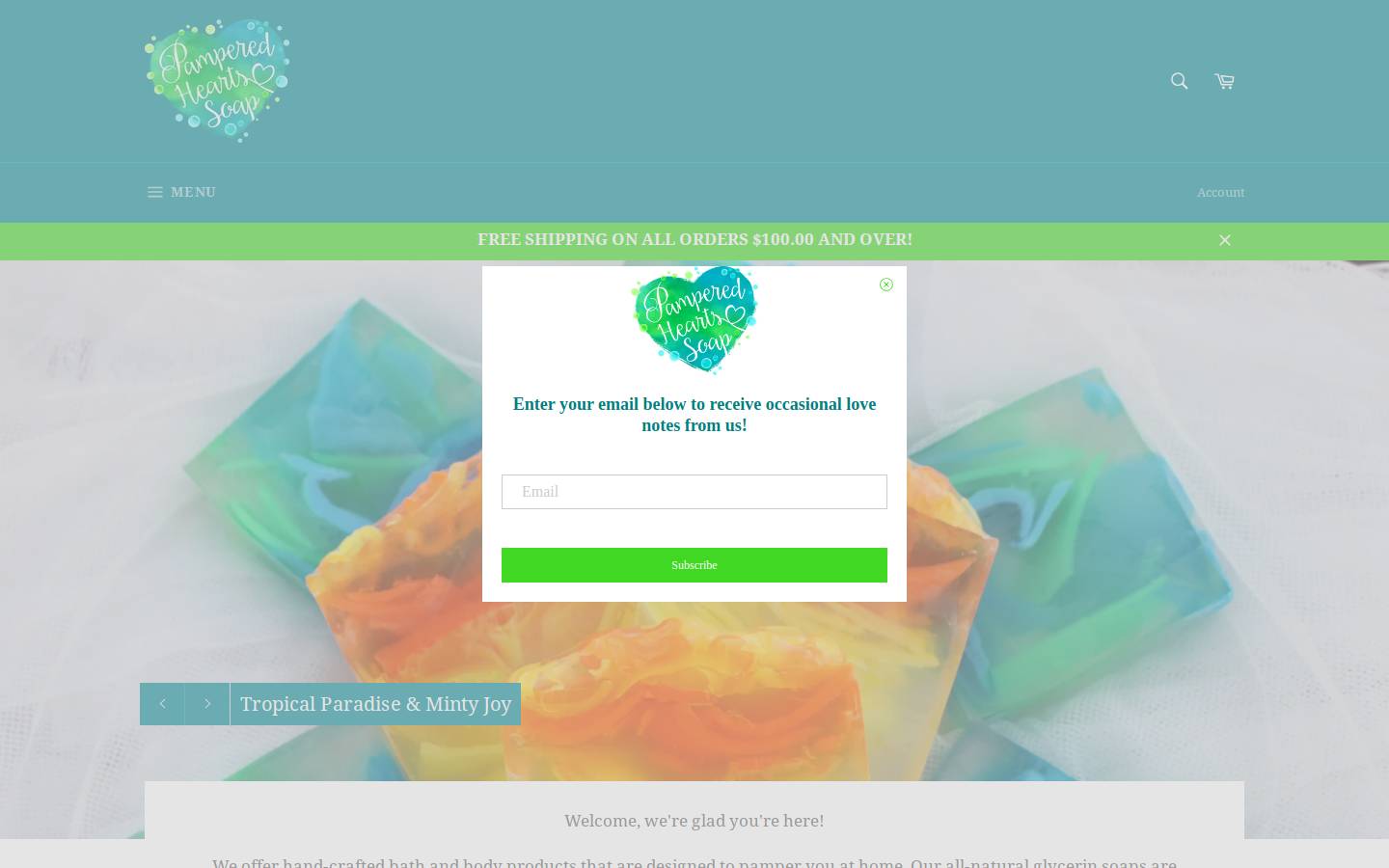pamperedhearts.com homepage screenshot