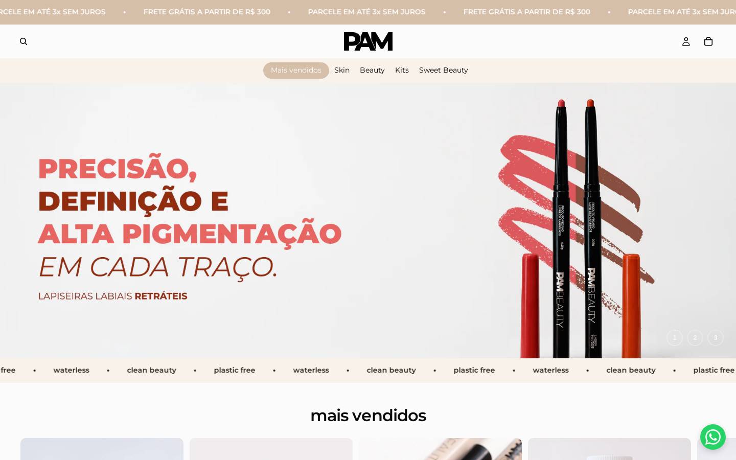 pamskin.com.br homepage screenshot
