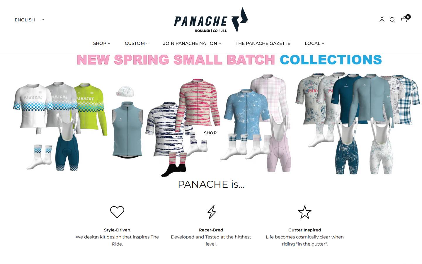 panachecyclewear.com homepage screenshot