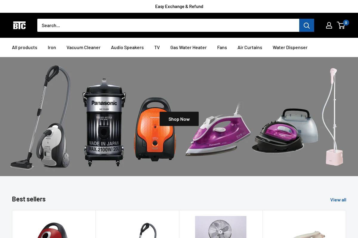 BTC homepage screenshot