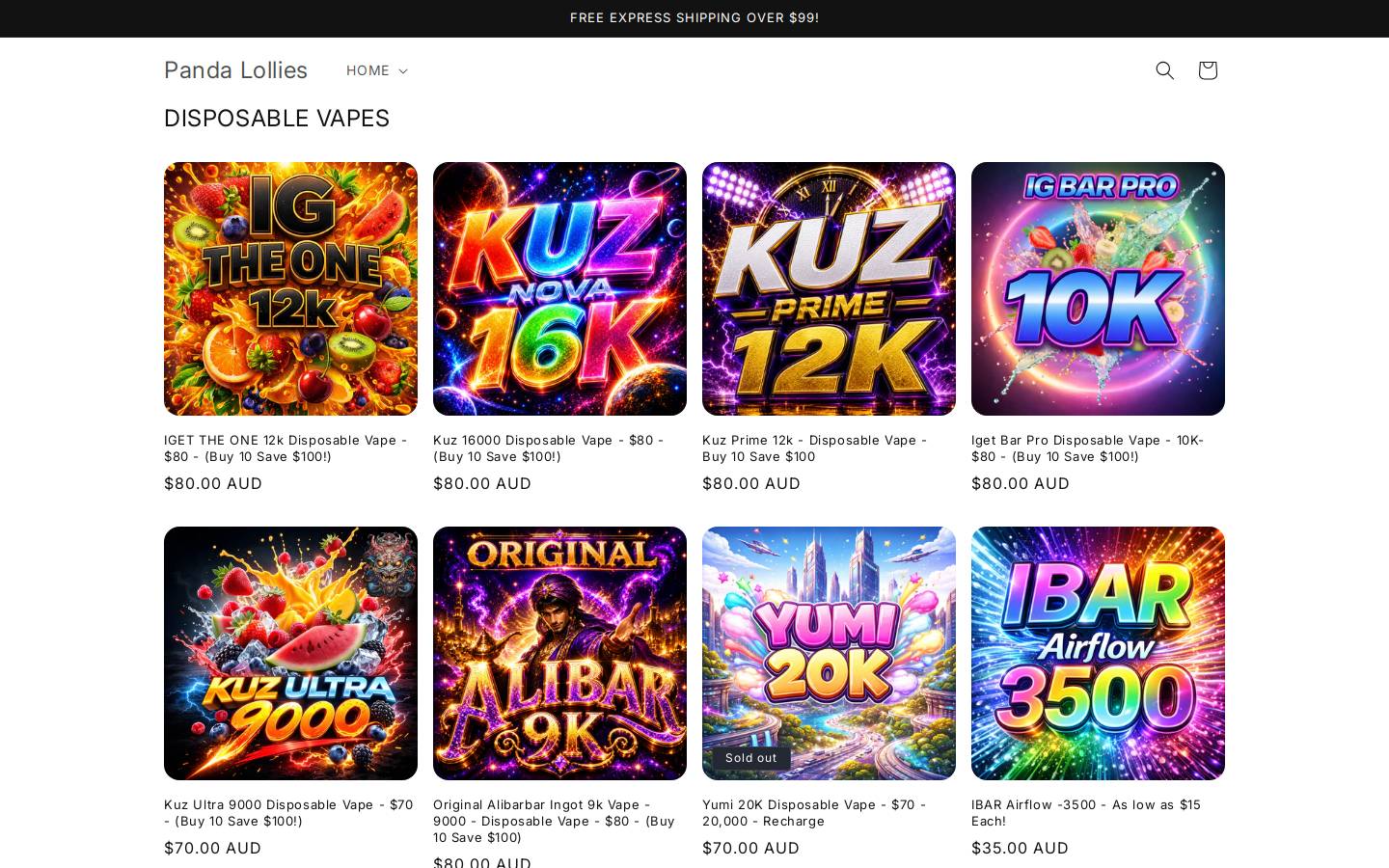 pandalollies.com homepage screenshot