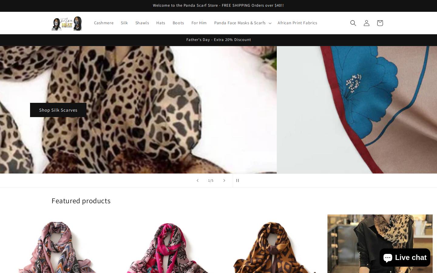 pandascarfstore.com homepage screenshot