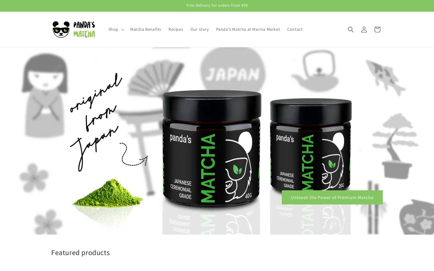 pandasmatcha.com homepage screenshot
