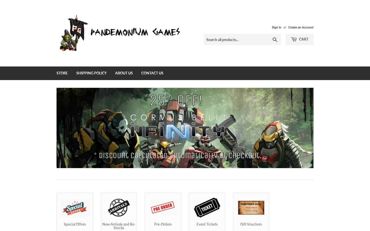 pandemoniumgames.co.za homepage screenshot