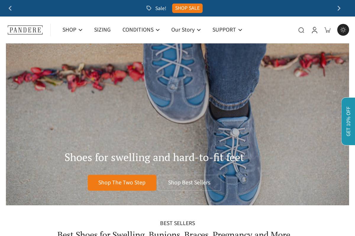 pandereshoes.com homepage screenshot