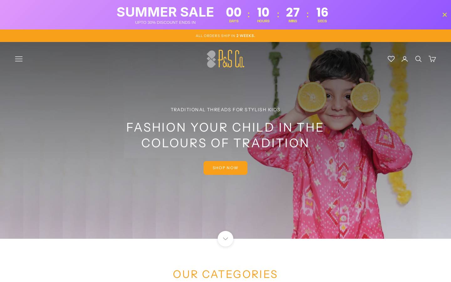 pandscompany.com homepage screenshot