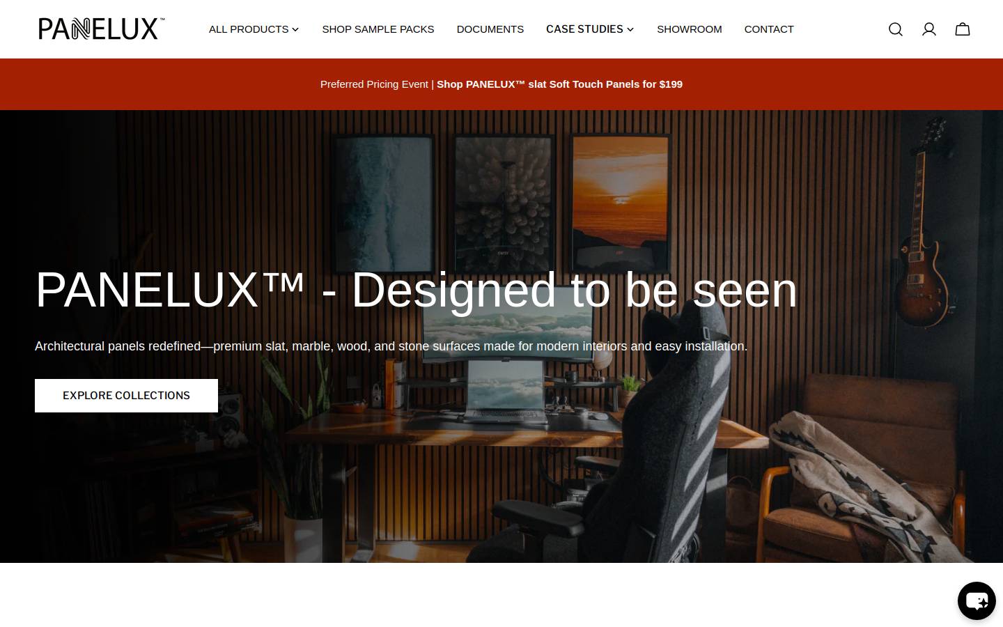 paneluxacoustic.com homepage screenshot