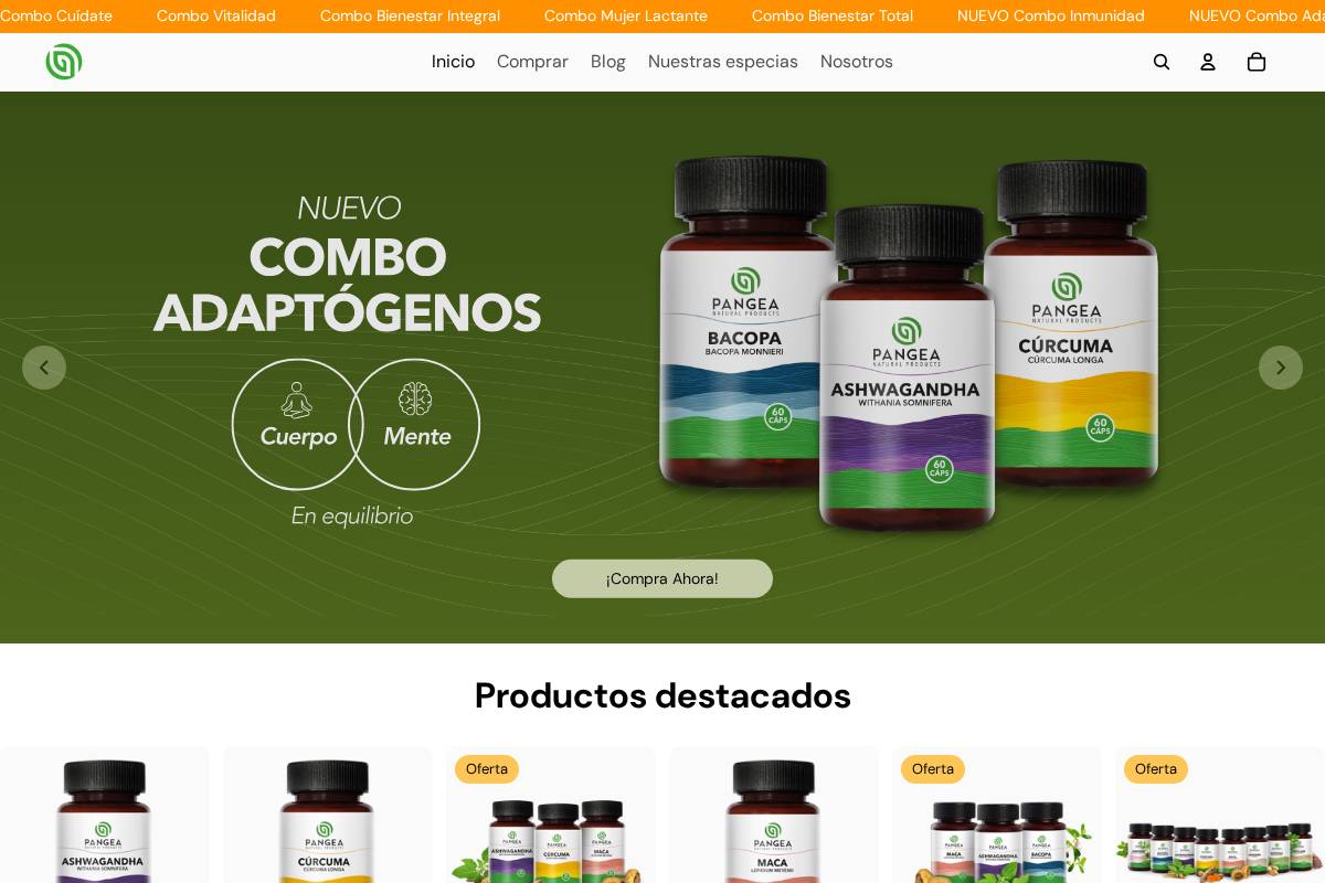 pangeanatural.co homepage screenshot