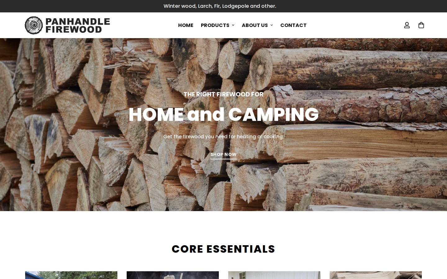 panhandlefirewood.com homepage screenshot