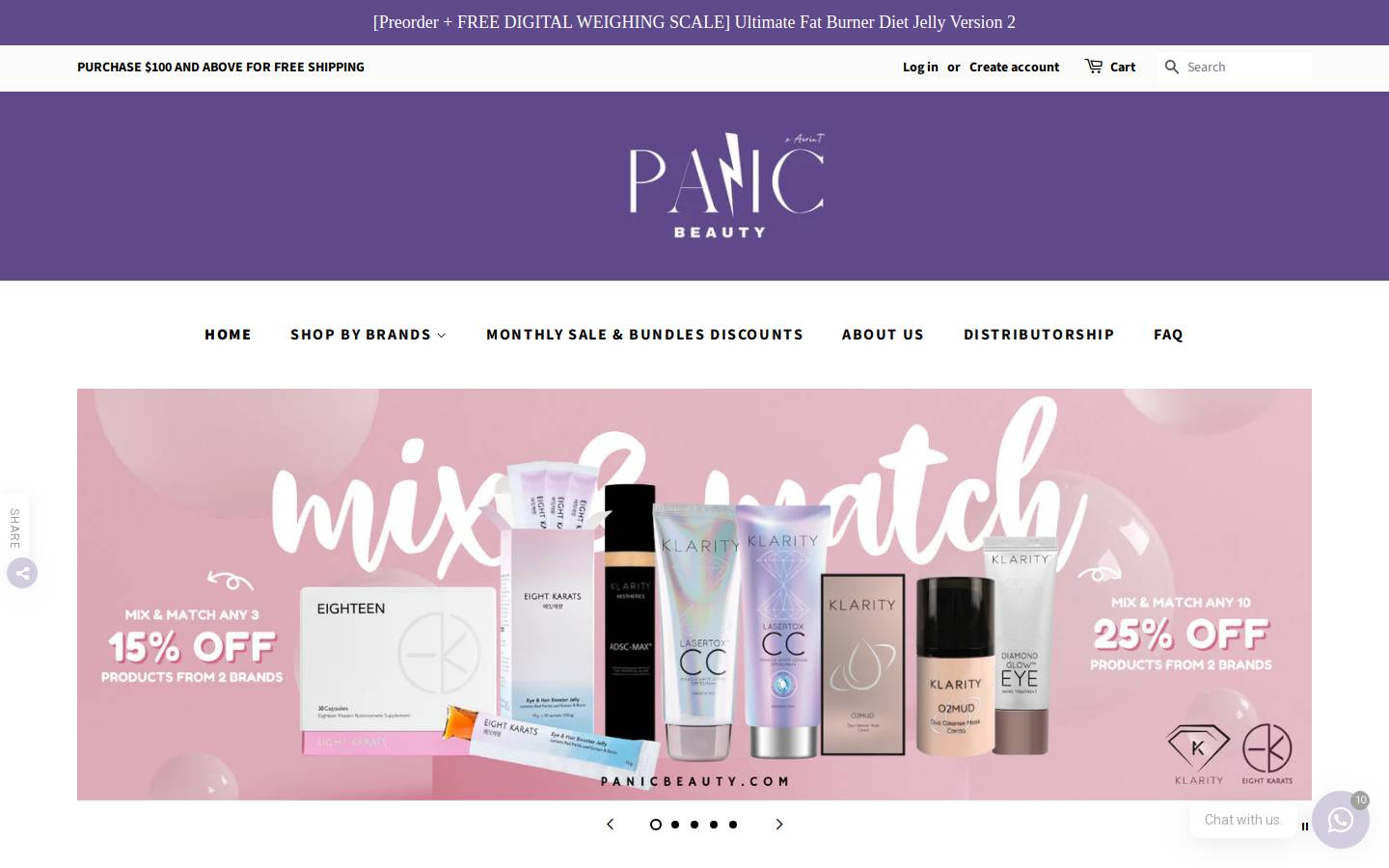 panicbeauty.com homepage screenshot