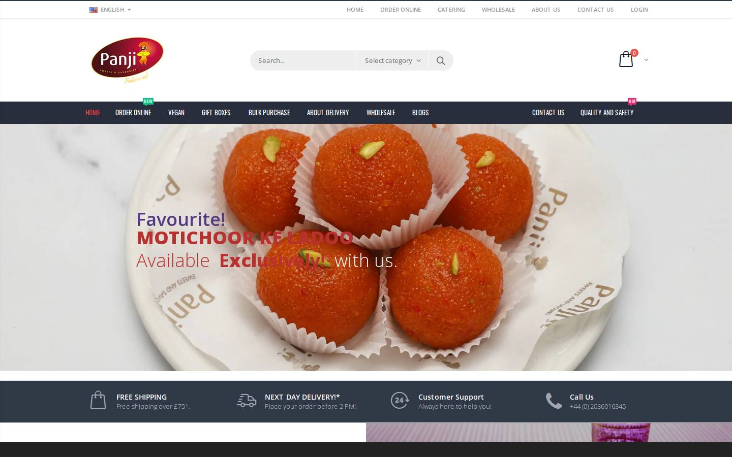 Panjisweets homepage screenshot