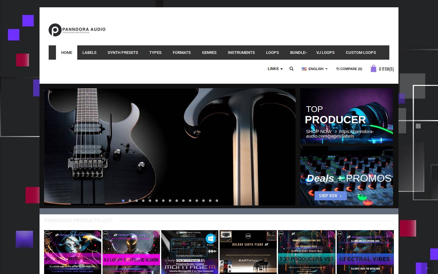 panndora-audio.com homepage screenshot