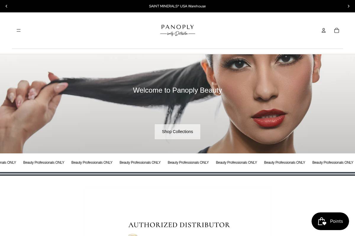 panoplybeauty.com homepage screenshot