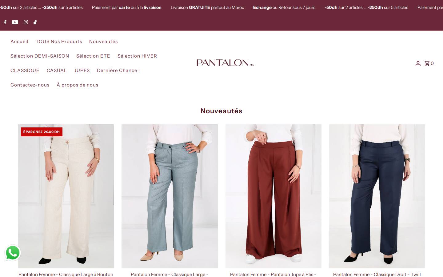 pantalon.ma homepage screenshot
