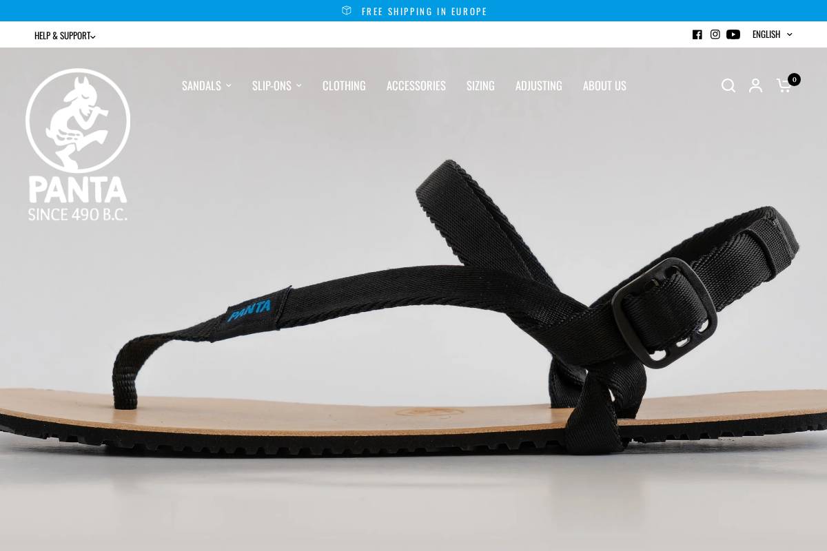 pantasandals.com homepage screenshot