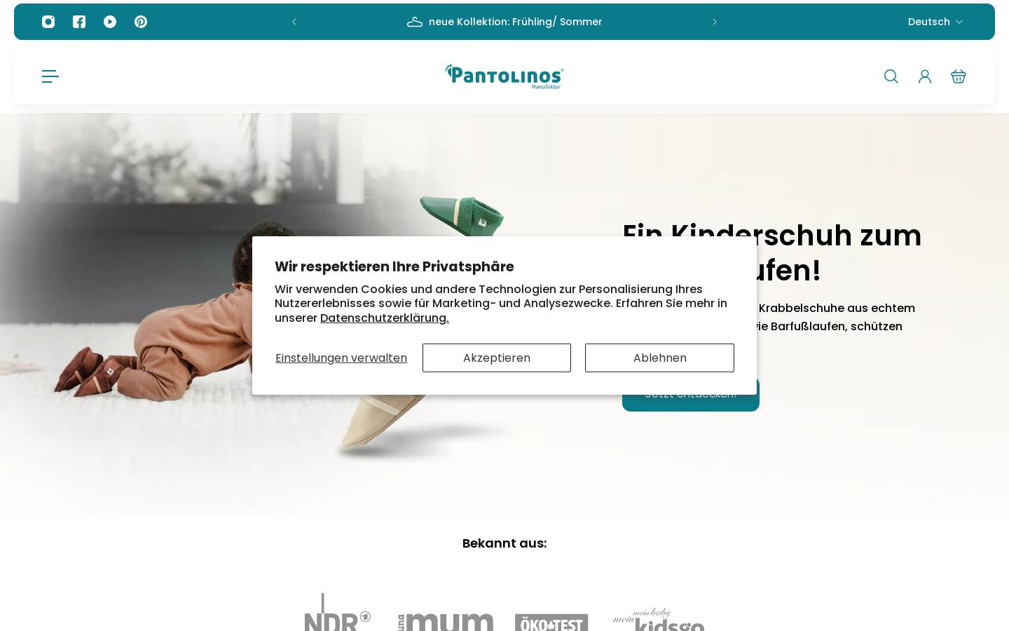 pantolinos.de homepage screenshot