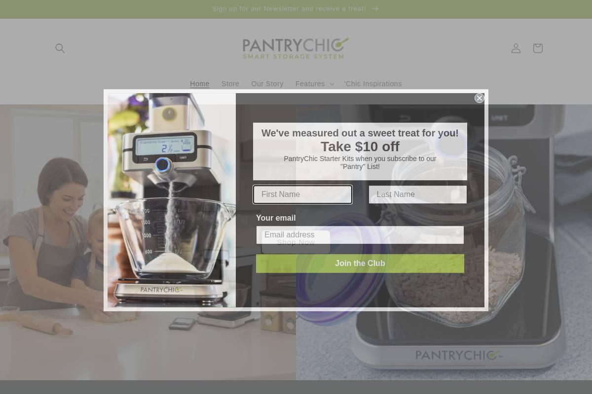 pantrychic.com homepage screenshot