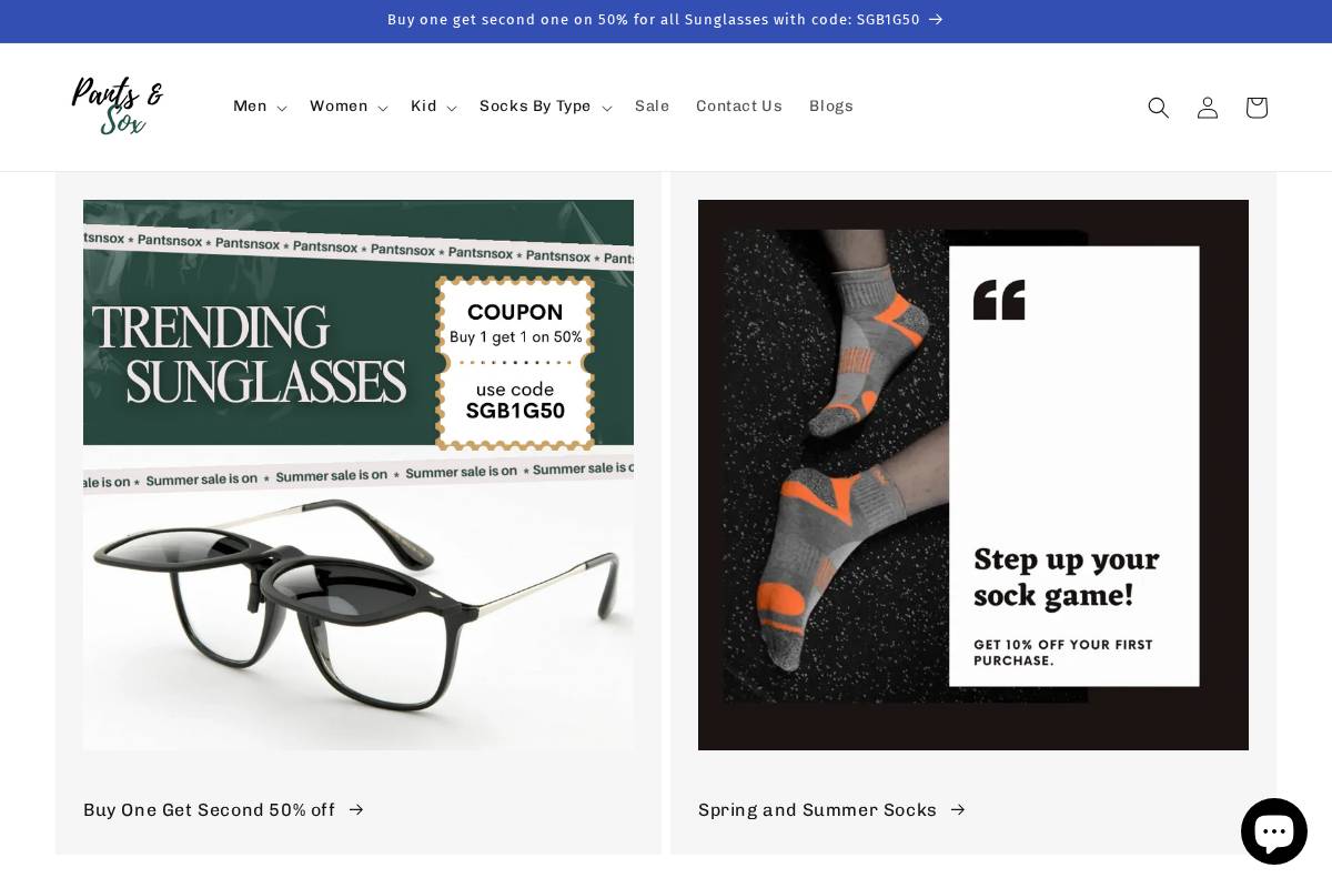 pantsnsox.com.au homepage screenshot