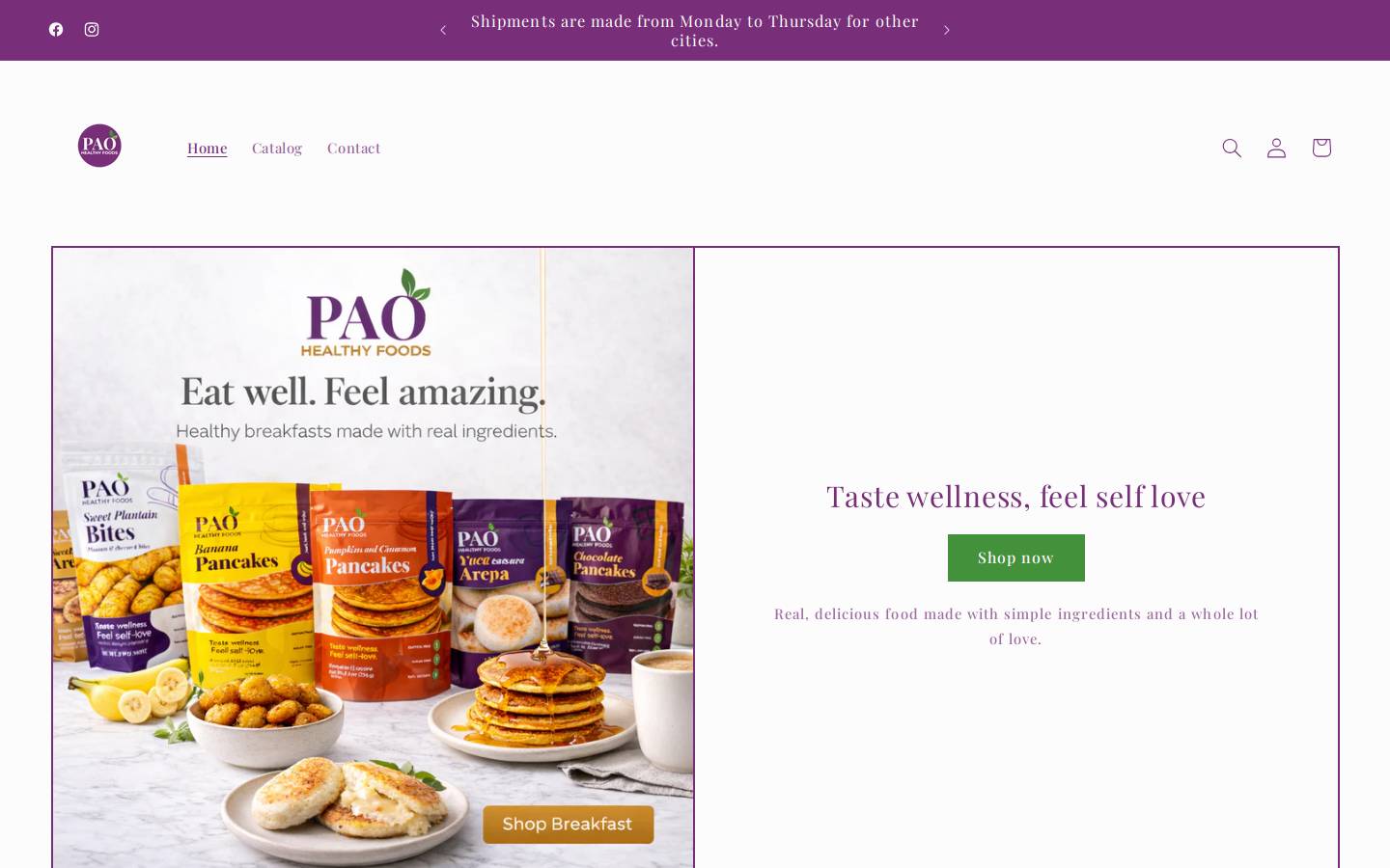 paohealthyfoods.com homepage screenshot