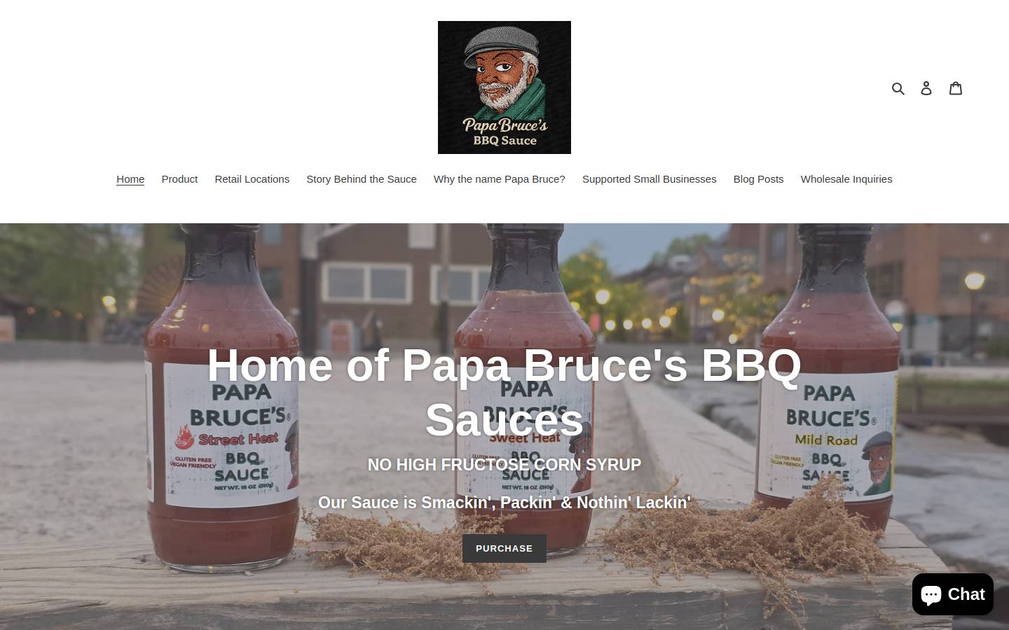 papabrucesbbqsauce.com homepage screenshot