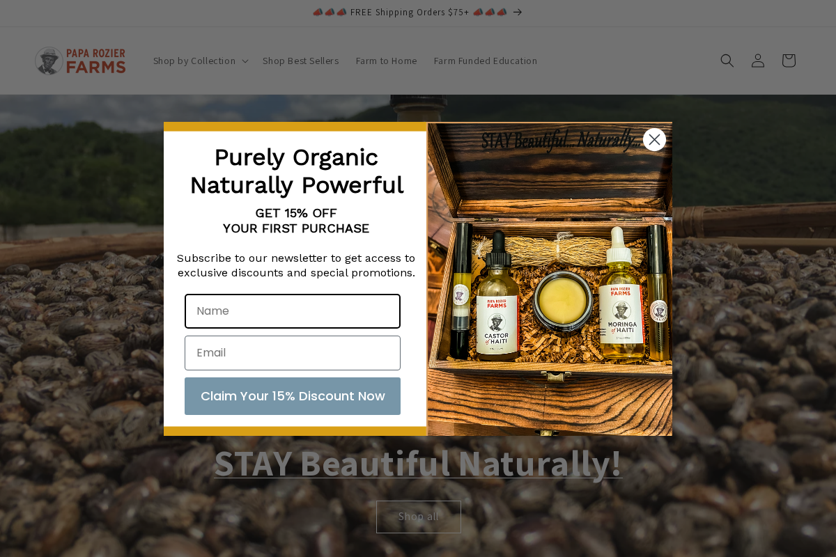 Papa Rozier Farms homepage screenshot