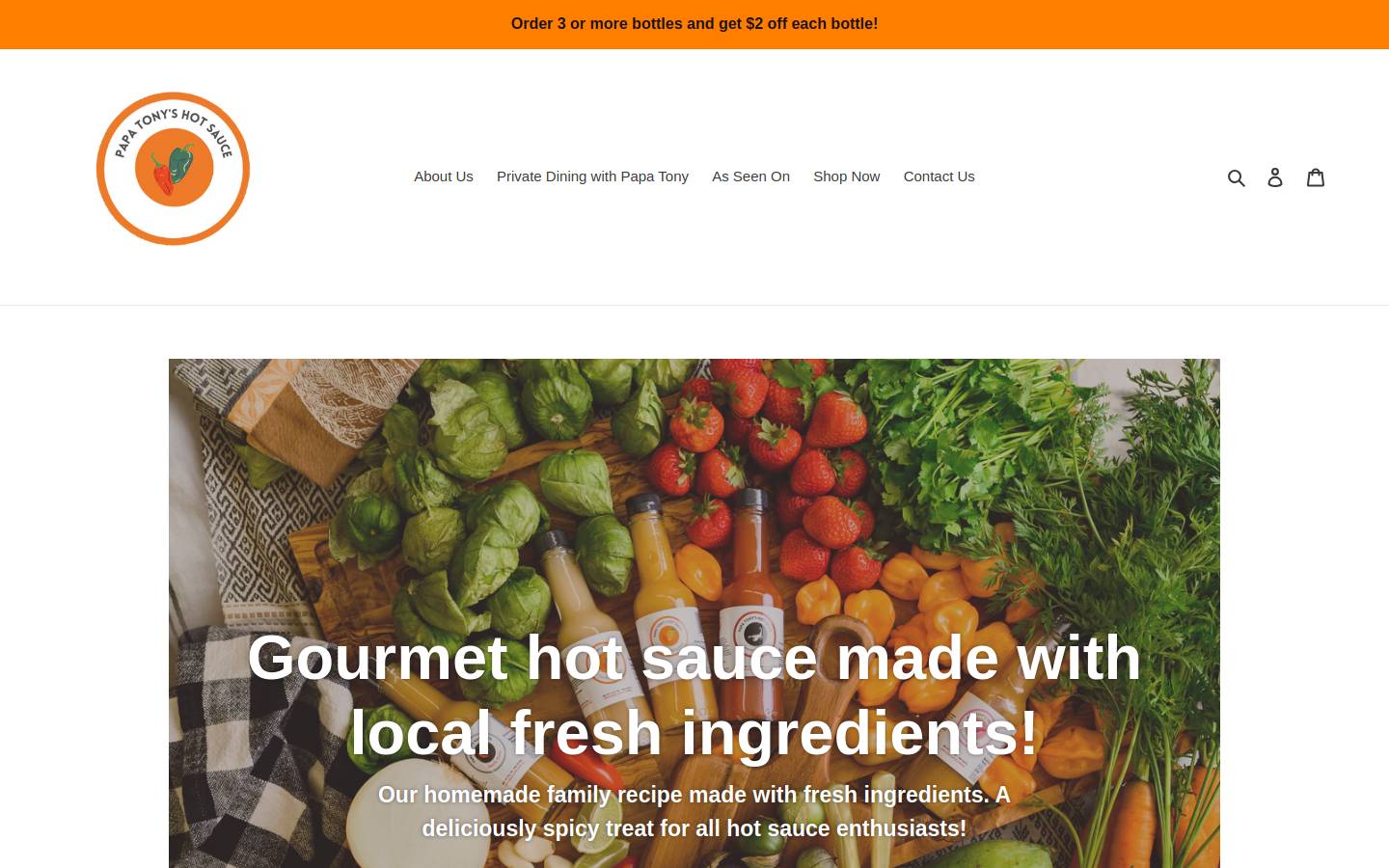 papatonyshotsauce.com homepage screenshot