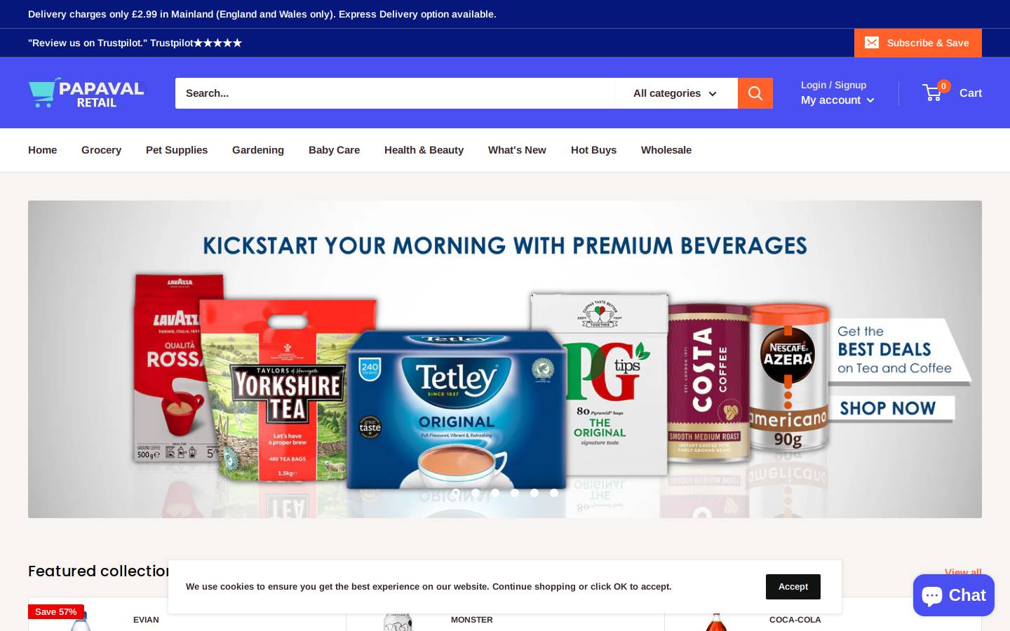 Papaval Retail Limited homepage screenshot