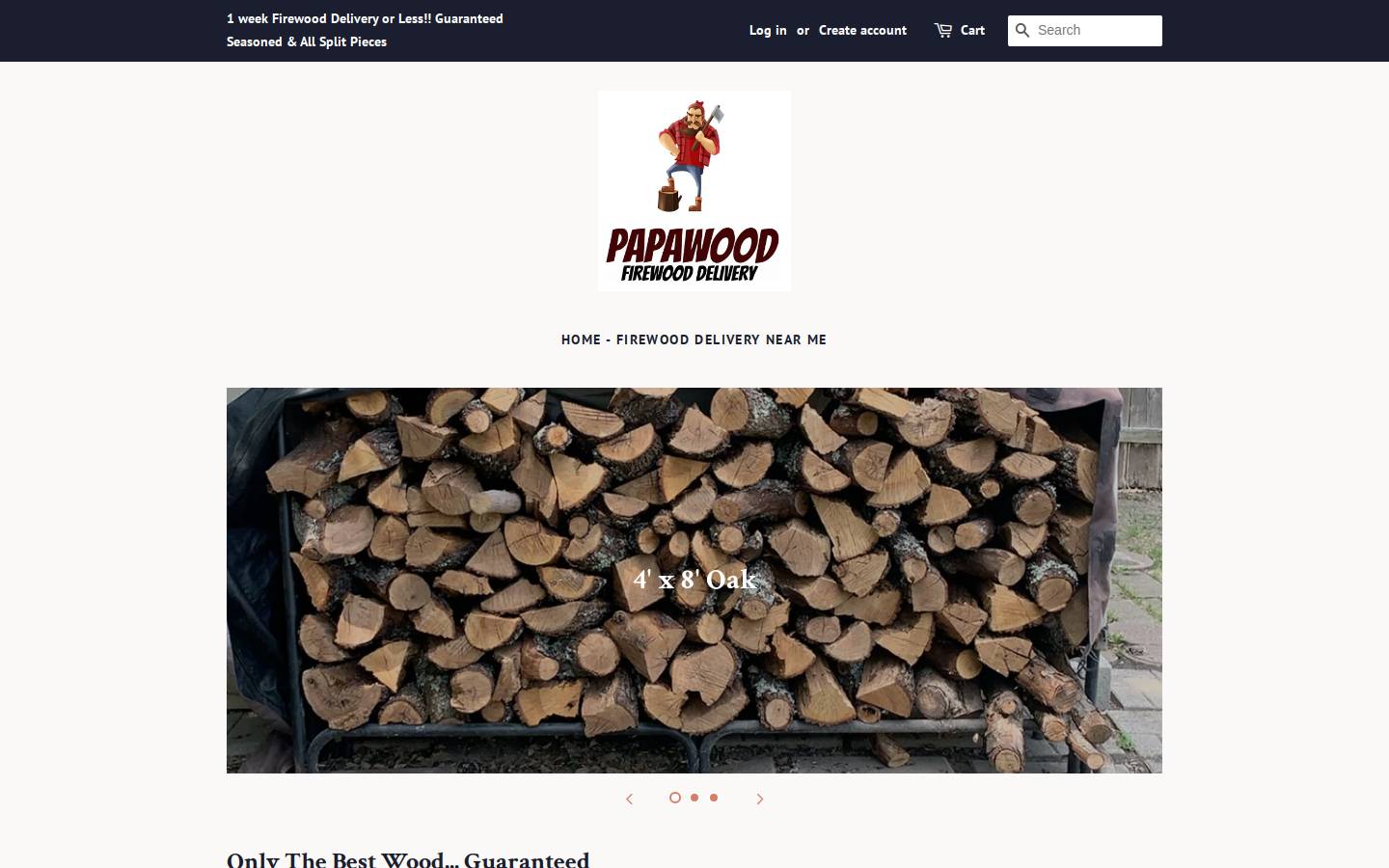 papawoodfirewood.com homepage screenshot