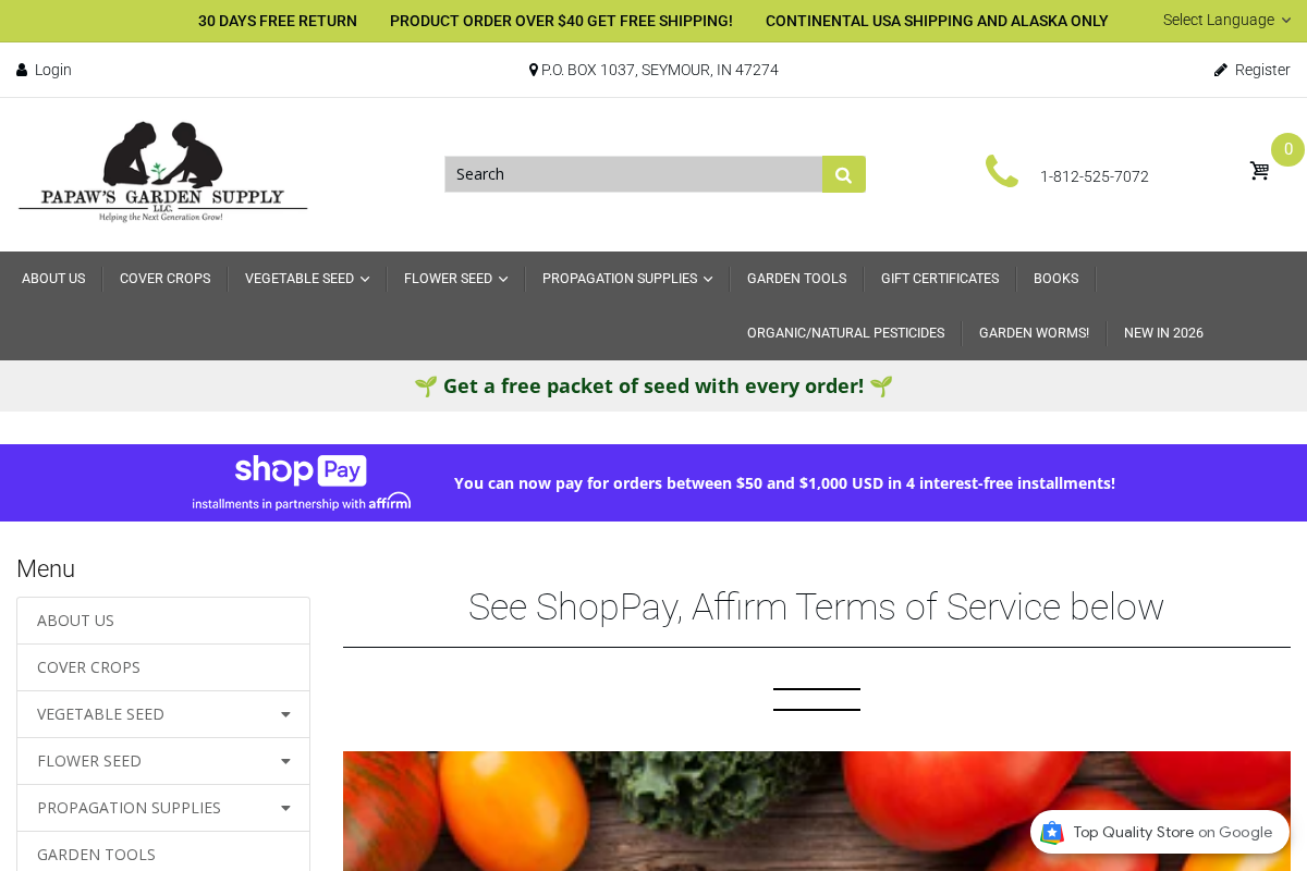 papawsgarden.com homepage screenshot
