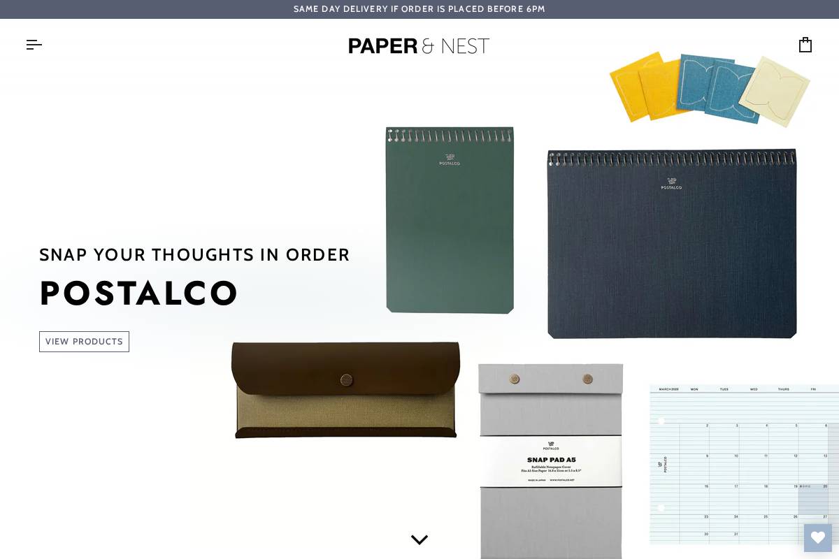 paperandnest.com homepage screenshot