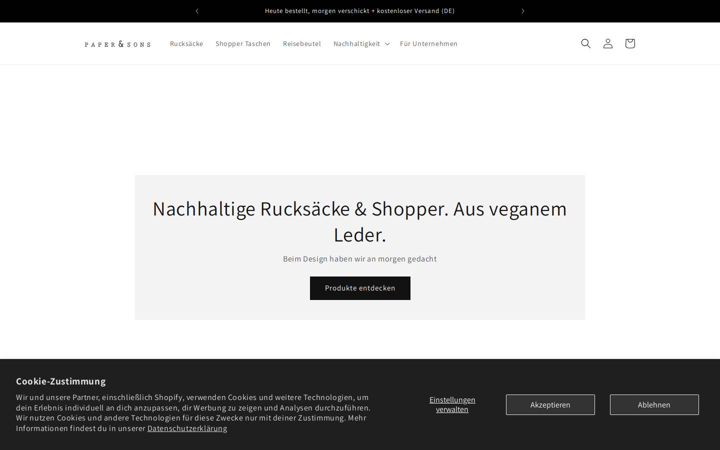 Paper & Sons homepage screenshot