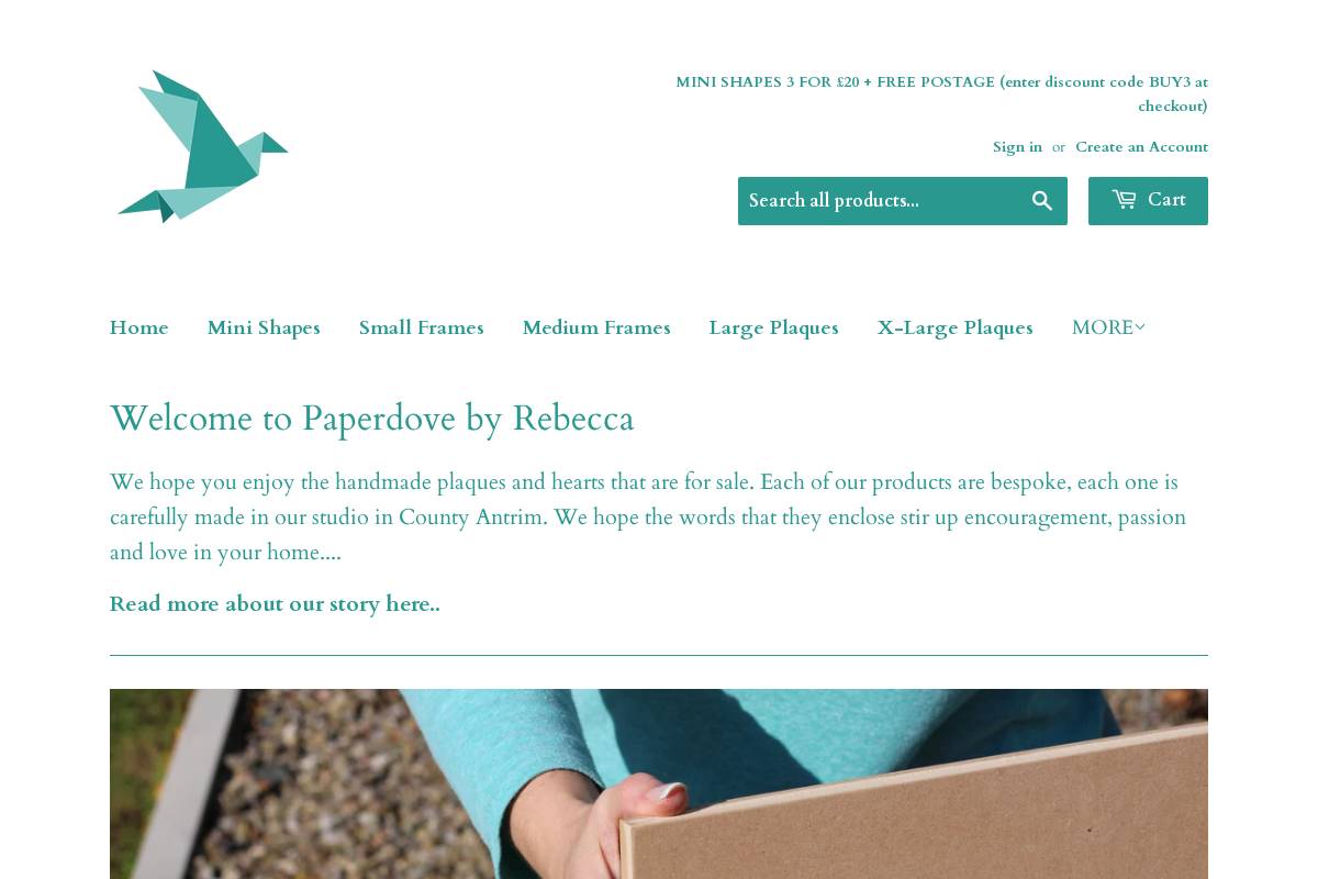 paperdovebyrebecca.com homepage screenshot