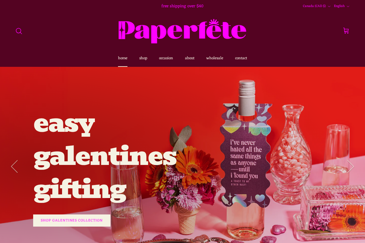 Paperfête homepage screenshot
