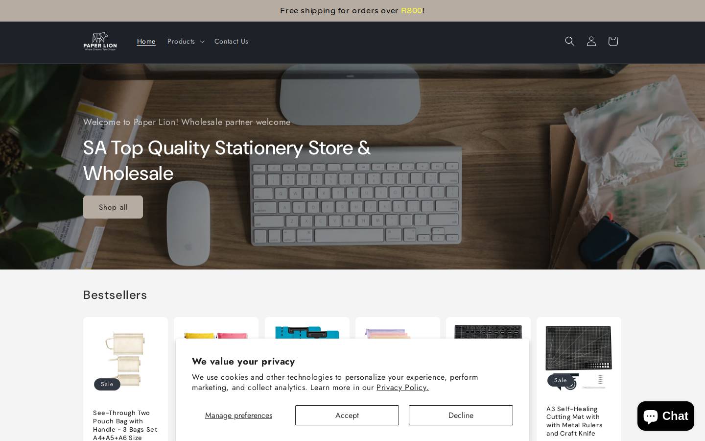 paperlion.co.za homepage screenshot
