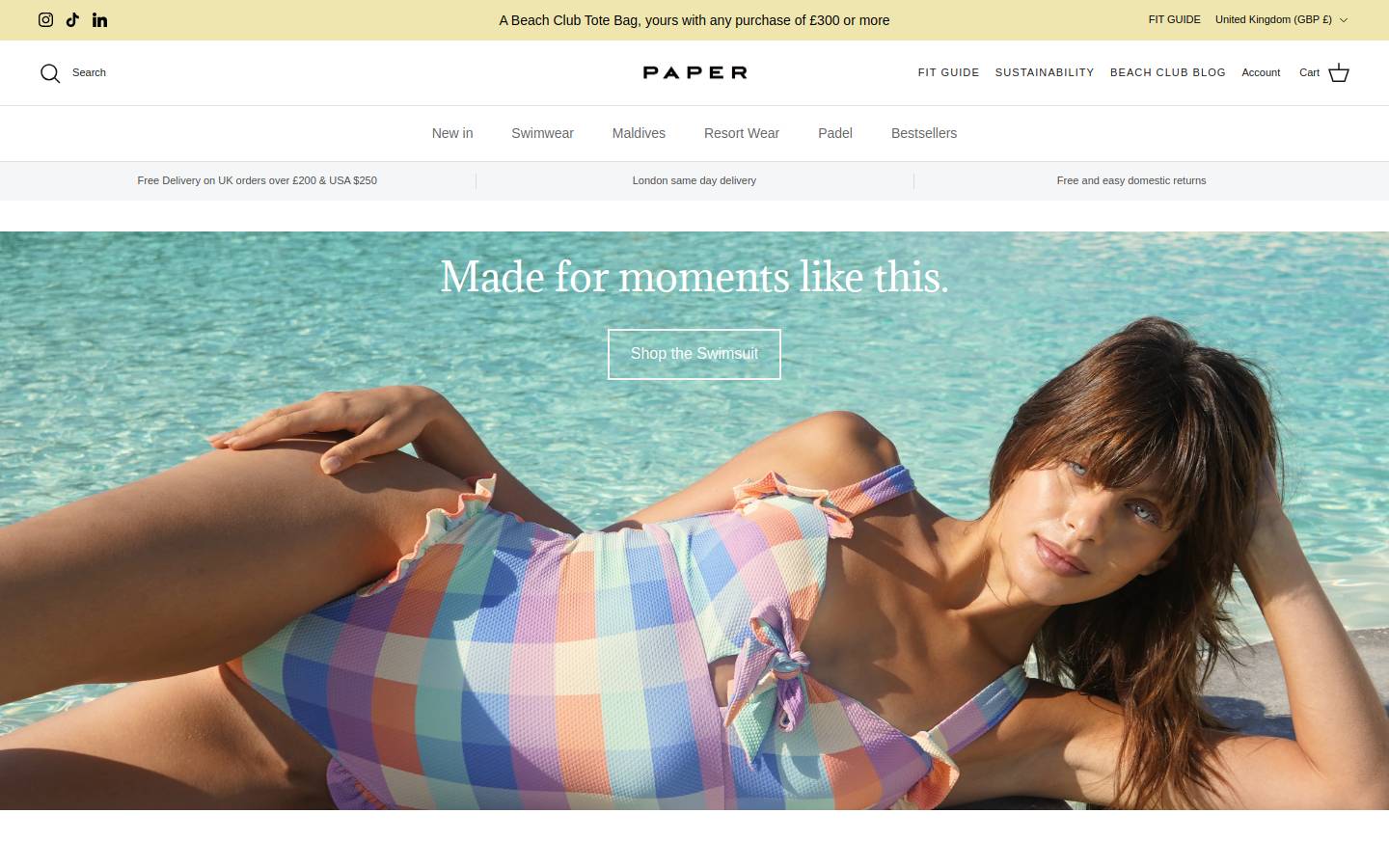 PAPER London homepage screenshot