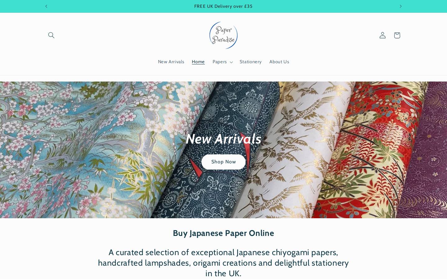 Paperparadise homepage screenshot