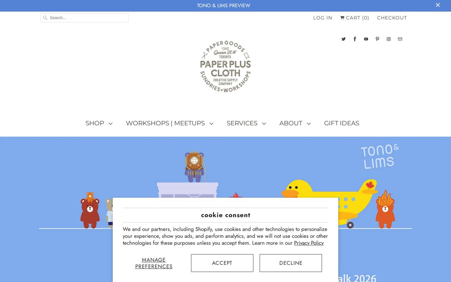 paperpluscloth.ca homepage screenshot