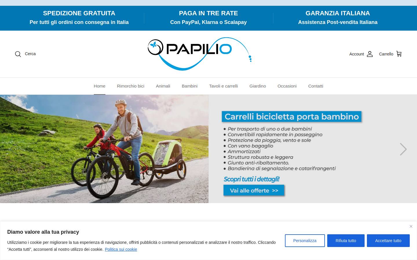 papilioshop.it homepage screenshot