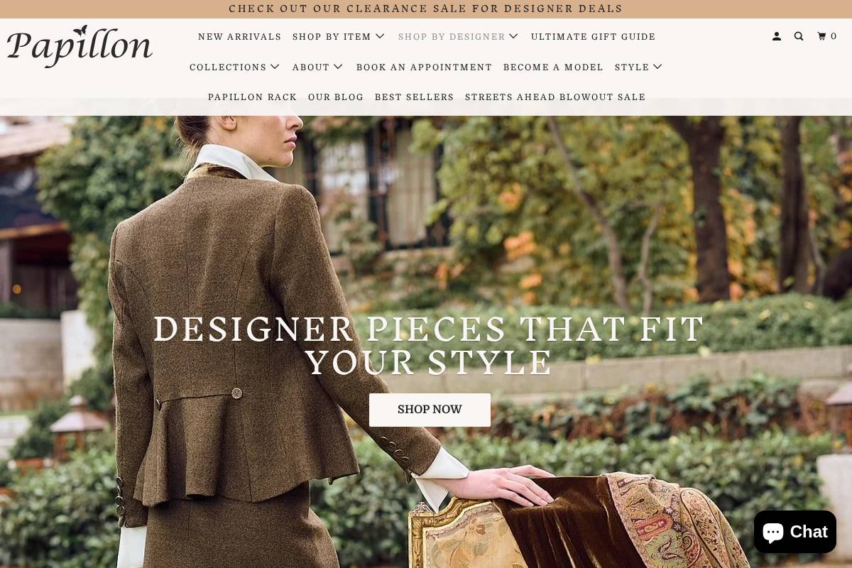 papillonstyles.com homepage screenshot