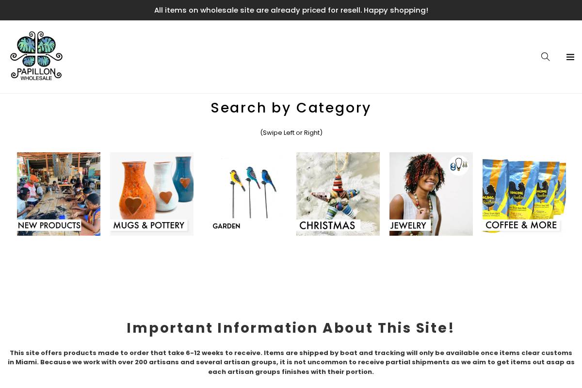 papillonwholesale.com homepage screenshot