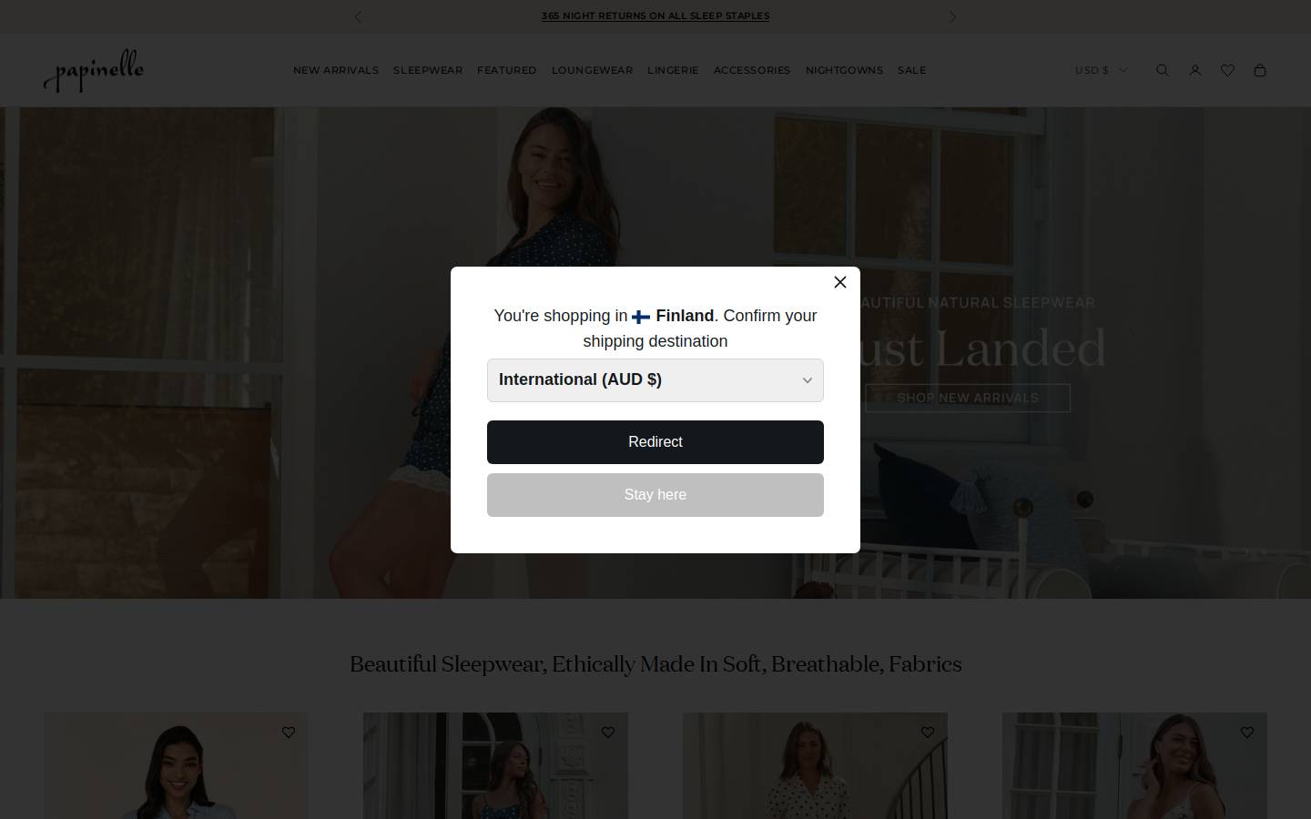 Papinelle homepage screenshot
