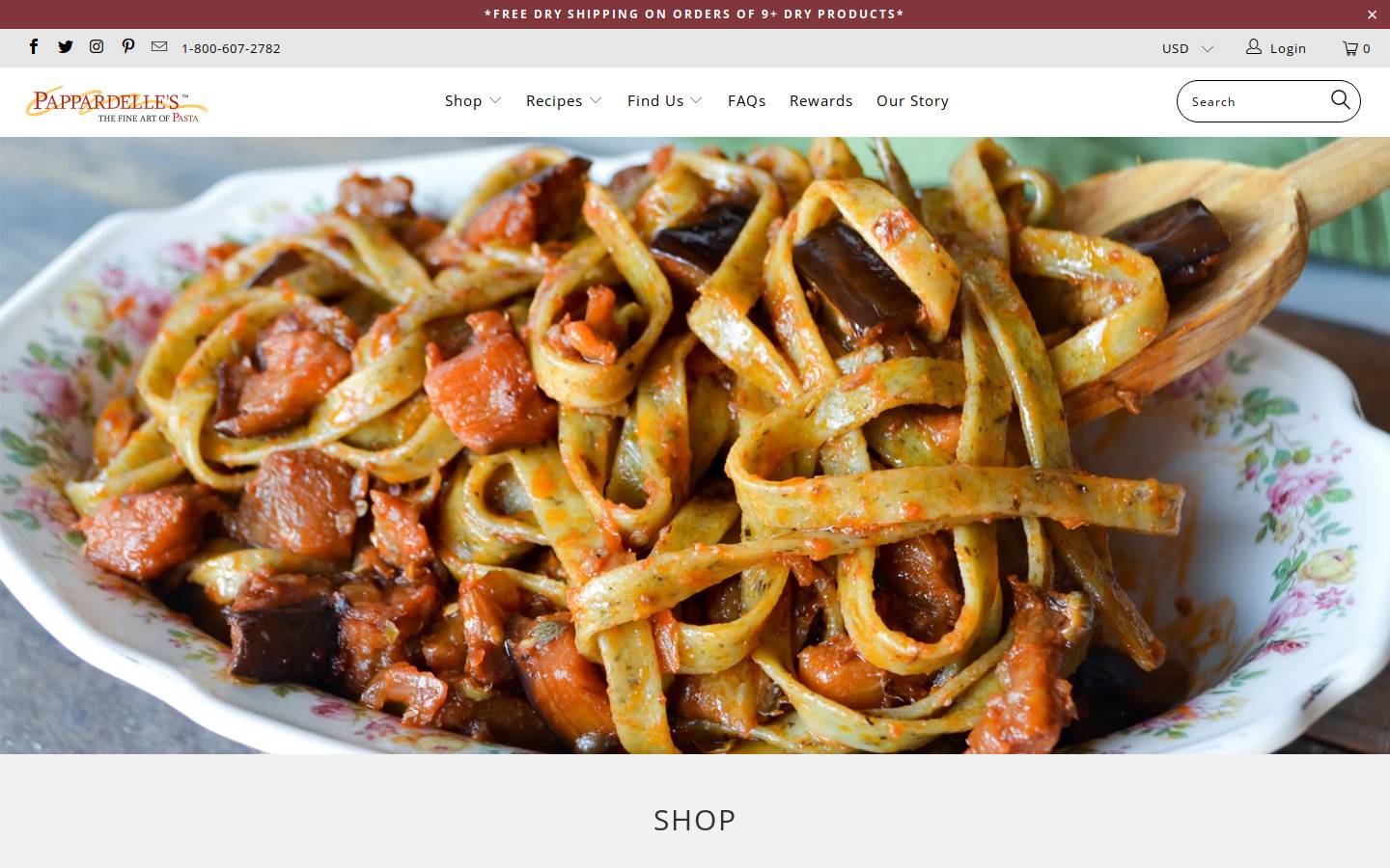 pappardellespasta.com homepage screenshot