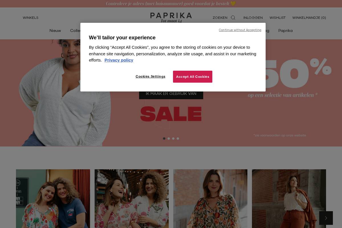 Paprika Shopping homepage screenshot