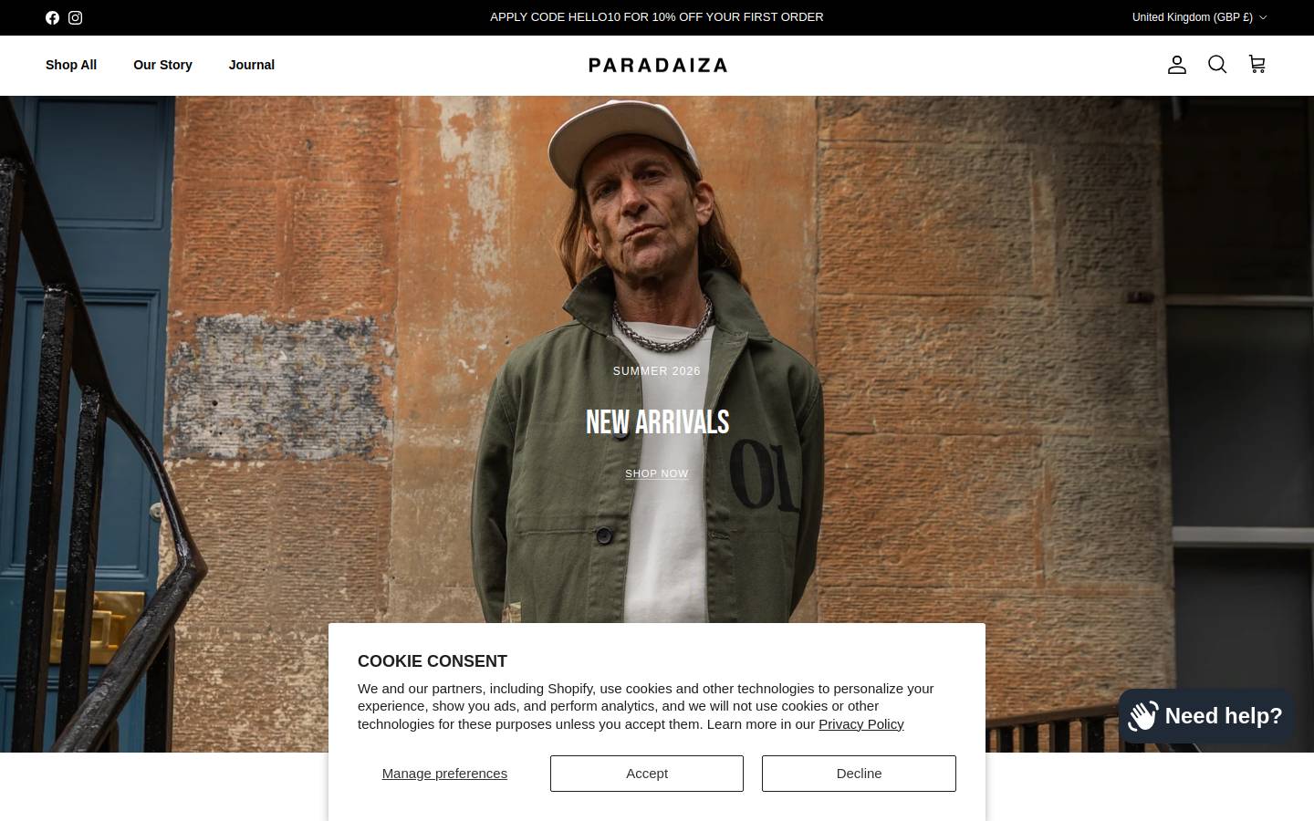 paradaiza.com homepage screenshot