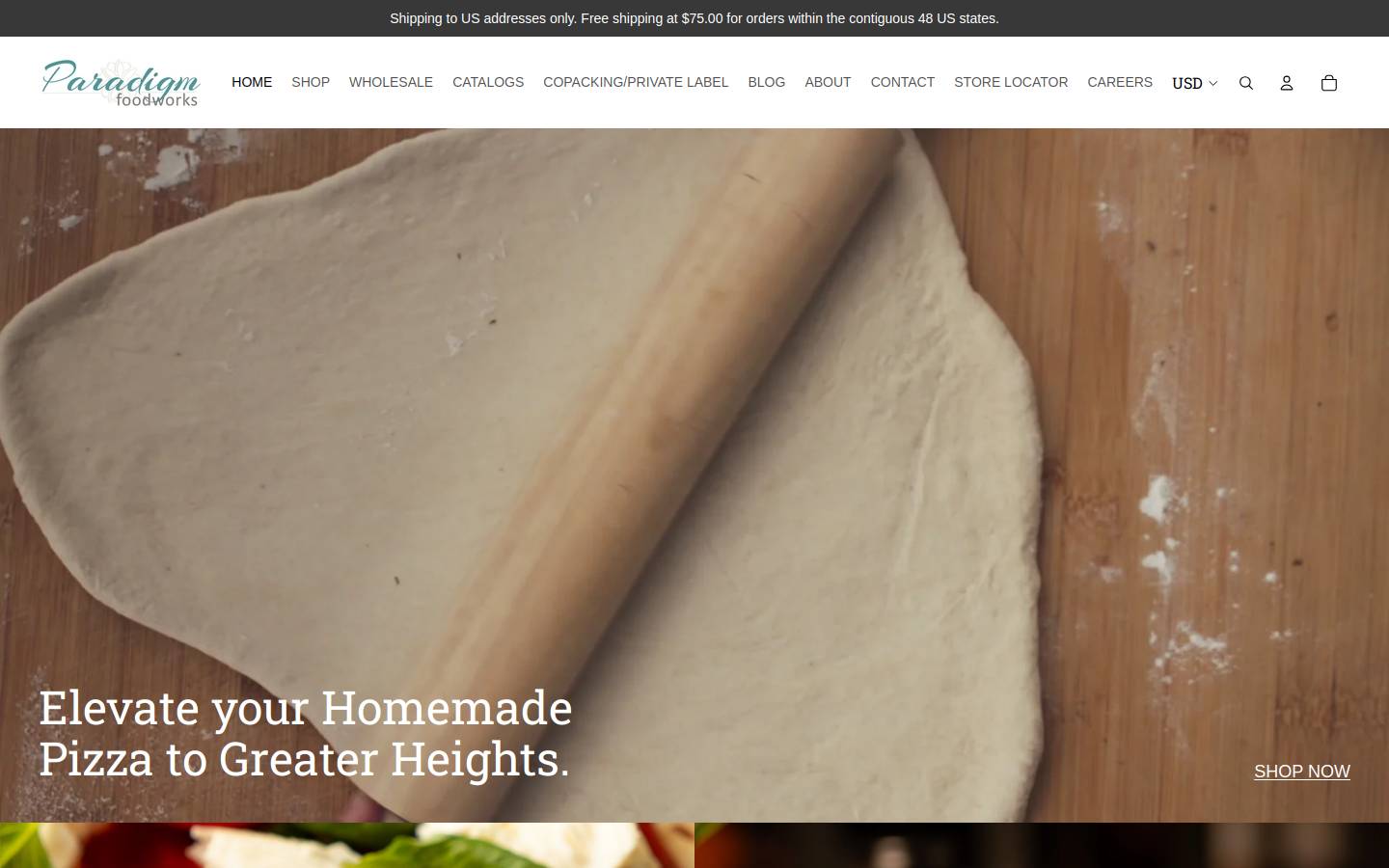 paradigmfoodworks.com homepage screenshot