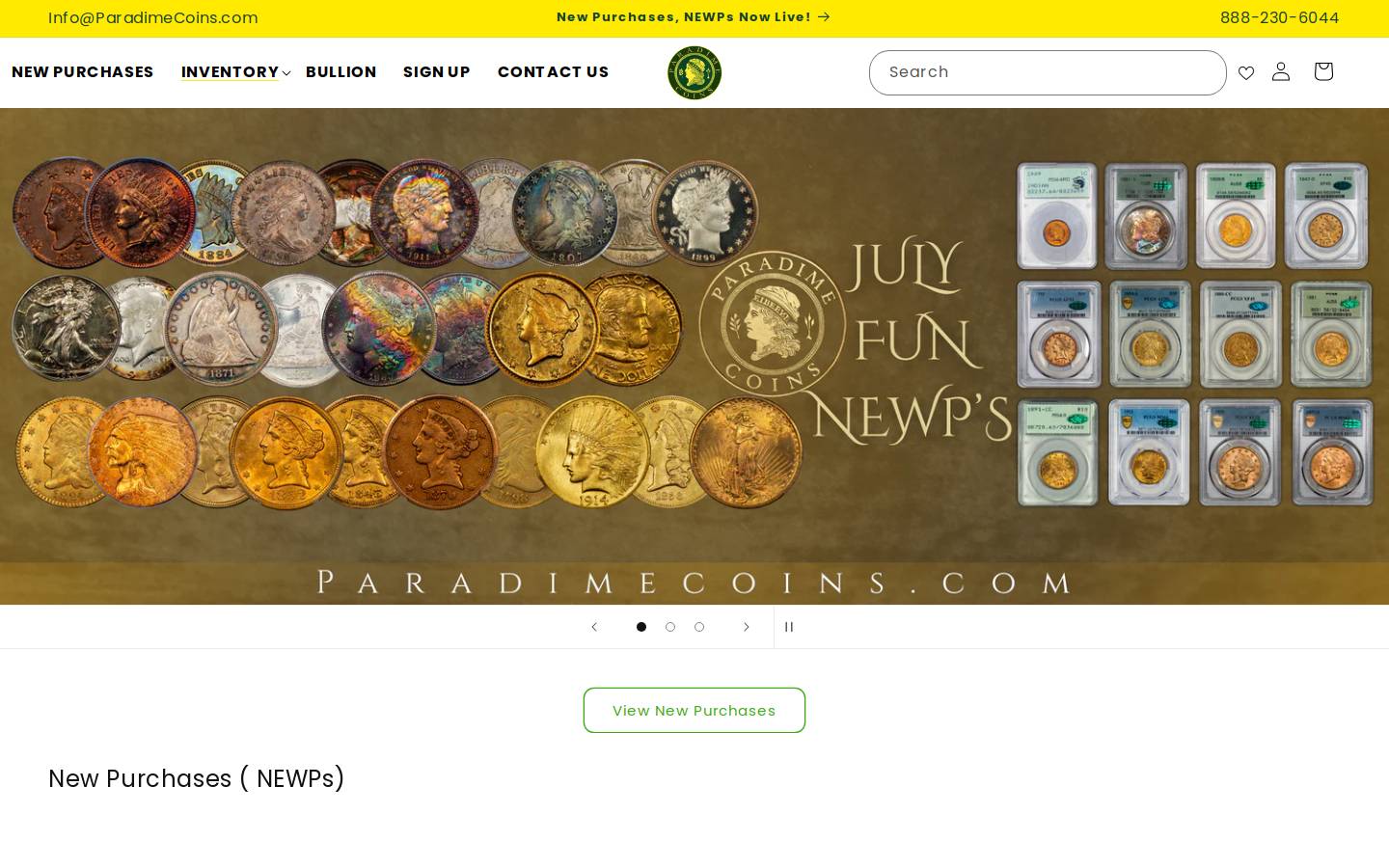 paradimecoins.com homepage screenshot